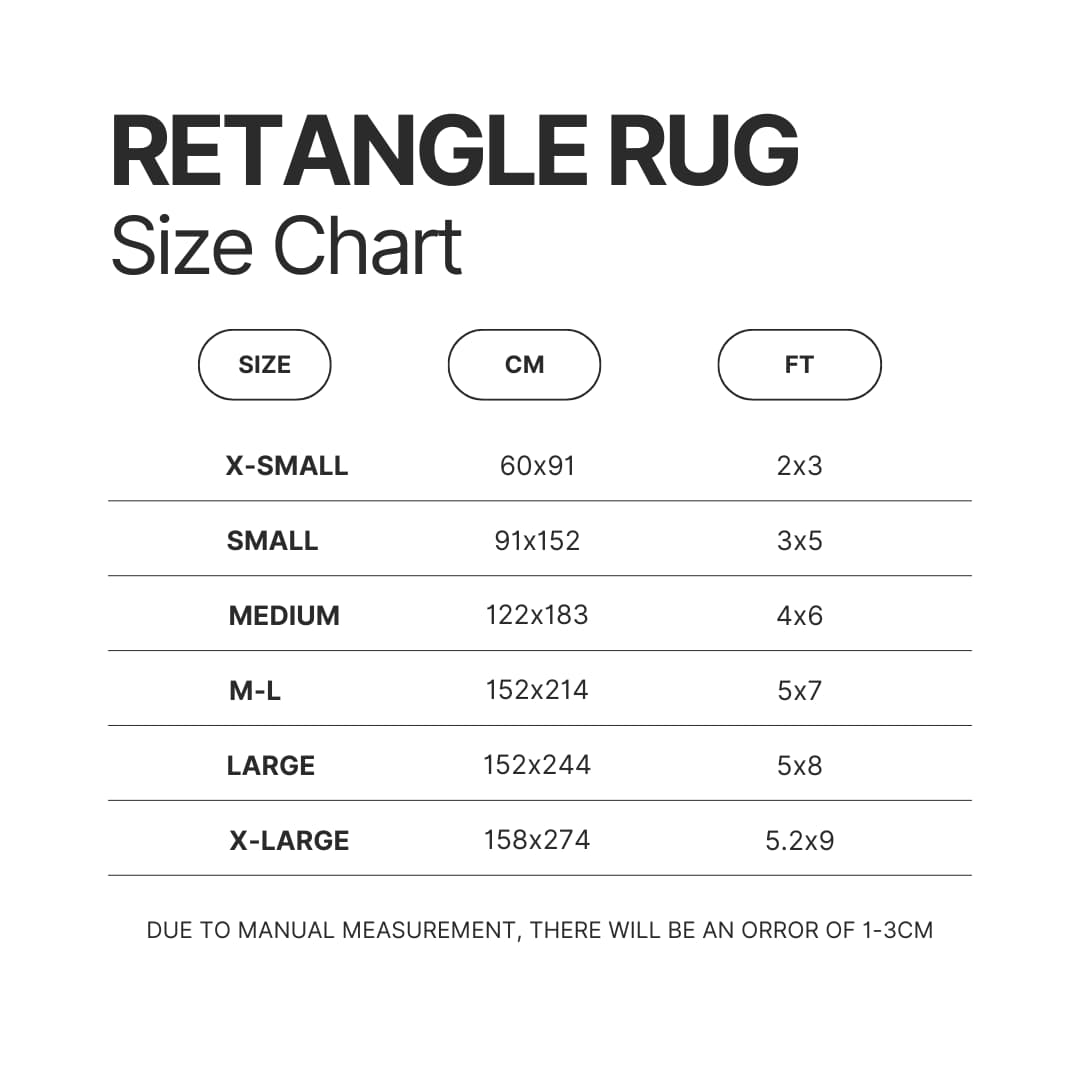 Retangle Rug Size Chart - Studio Ghibli Shop